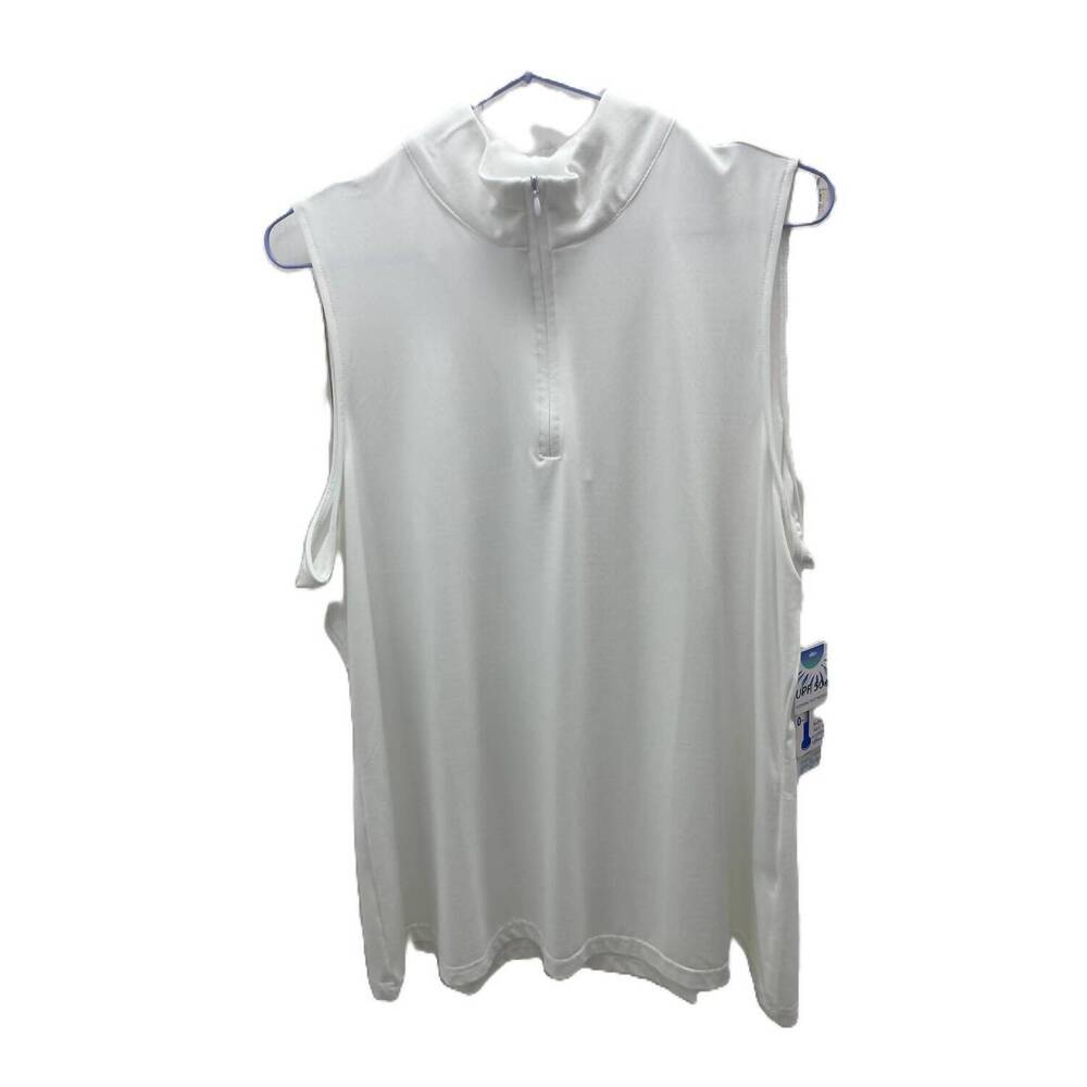 NEW BEACHTIME women's zip front sleeveless high neck top in white